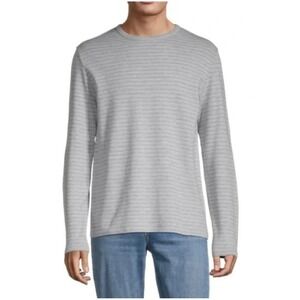 Vince Sweater Mens XL Grey Striped Crew Neck Pullover Long Sleeve Stretch Casual